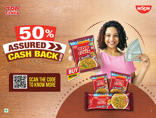 Get “50% Assured Cashback” on Nissin Top Ramen Masala Noodles